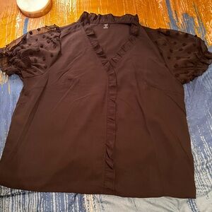 SHEIN Black Blouse with Ruffle Sleeves